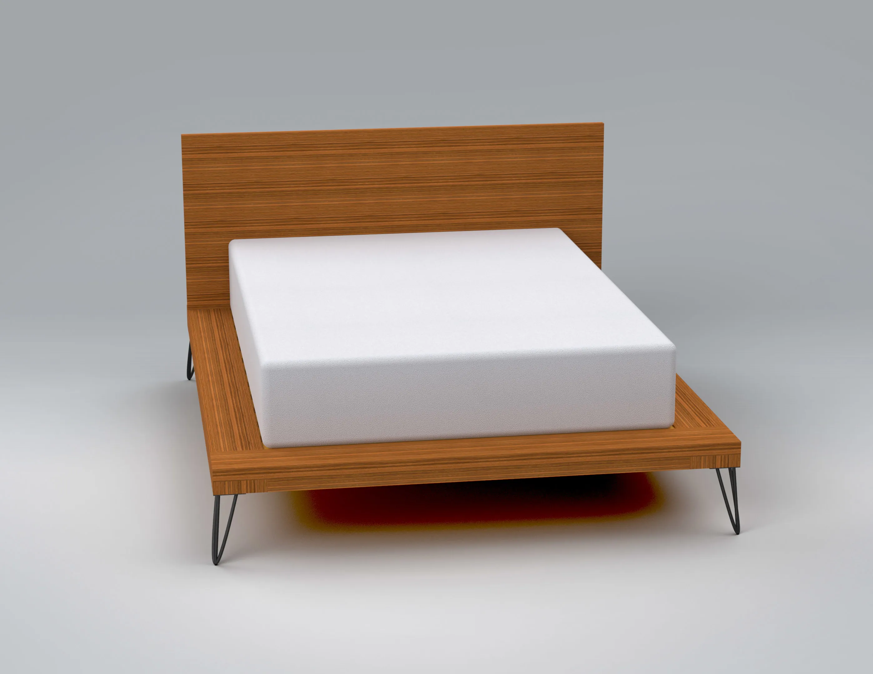 Bed Frame CAD Render With Mattress